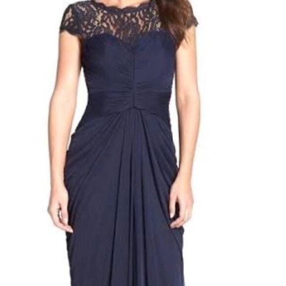 Adrianna Papell Dark Blue Elegant Gown Size 2 Formal Prom Wedding Party - Picture 1 of 12